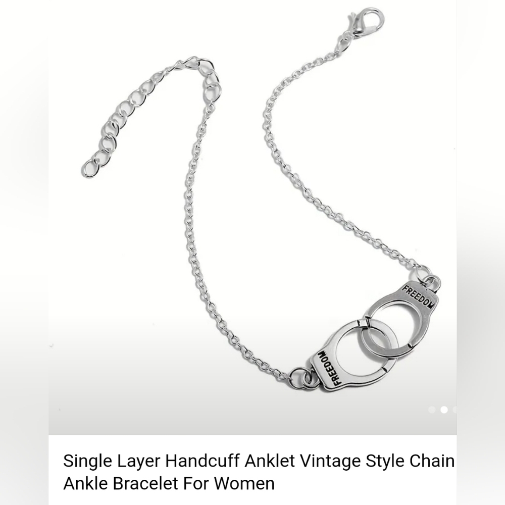 Ankle or Wrist Freedom Bracelet Handcuffs Silver Plate